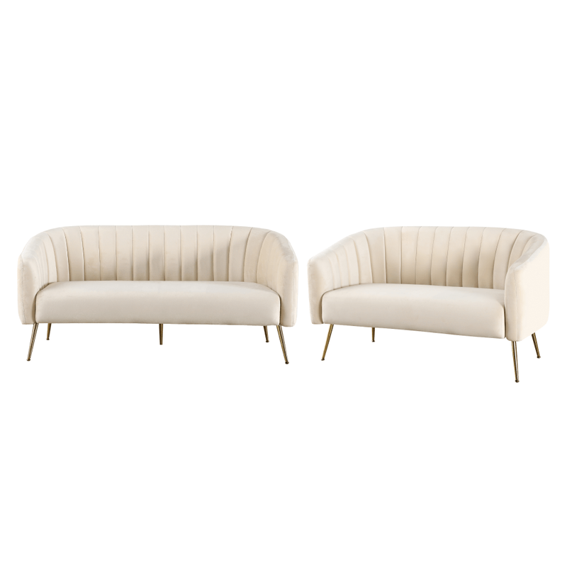 Casa si Gradina - Mobilier - Canapele si coltare - Canapele - Canapea de design cu 3 locuri, tesatura Velvet bej/gold crom-auriu, BAGY - Infinity.ro
