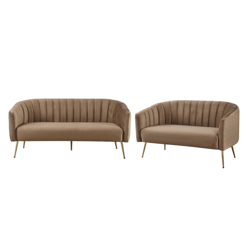 Casa si Gradina - Mobilier - Canapele si coltare - Canapele - Canapea de design cu 3 locuri, tesatura Velvet maro/gold crom-auriu, BAGY - Infinity.ro