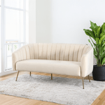 Casa si Gradina - Mobilier - Canapele si coltare - Canapele - Canapea de design cu 3 locuri, tesatura Velvet bej/gold crom-auriu, BAGY - Infinity.ro