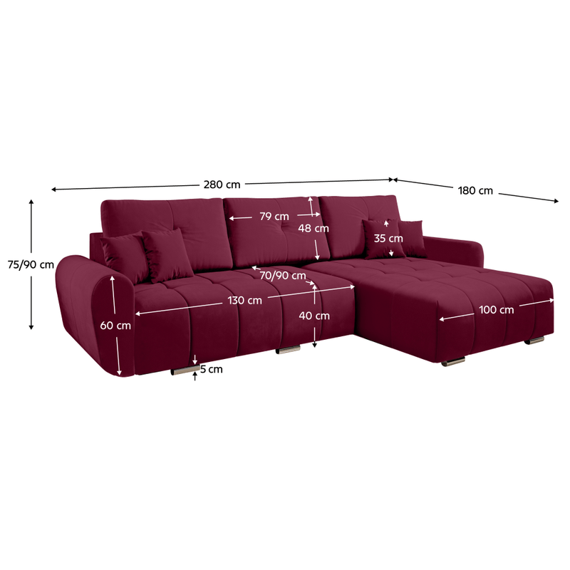 Casa si Gradina - Mobilier - Canapele si coltare - Coltare - Set canapea universala, material Monolith burgundy, LONGA ROH - Infinity.ro
