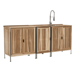 Casa si Gradina - Gradina si terasa - Mobilier exterior - Seturi mobila gradina - Mobilier de bucatarie pentru gradina din 3 piese cu chiuveta, lemn de salcam, natural, ALIENA - Infinity.ro