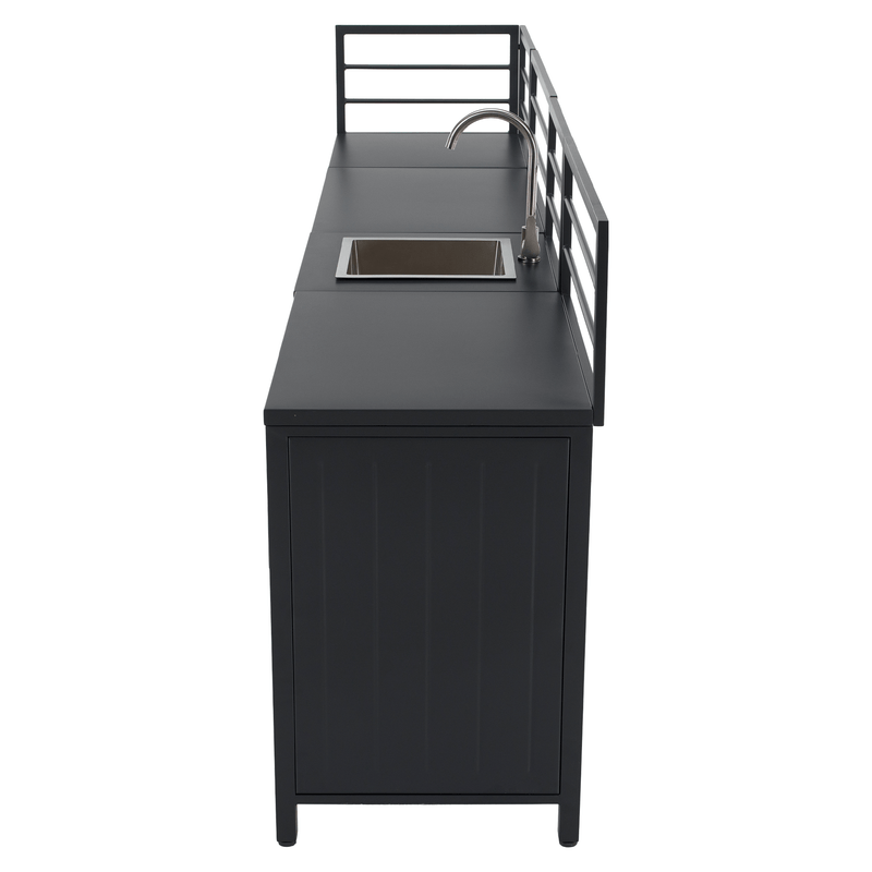 Casa si Gradina - Gradina si terasa - Mobilier exterior - Seturi mobila gradina - Mobilier de bucatarie de gradina cu 4 piese si chiuveta, otel, gri, TANITA - Infinity.ro