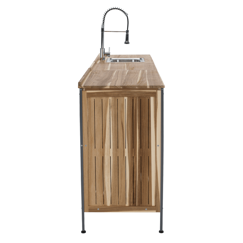 Casa si Gradina - Gradina si terasa - Mobilier exterior - Seturi mobila gradina - Mobilier de bucatarie pentru gradina din 3 piese cu chiuveta, lemn de salcam, natural, ALIENA - Infinity.ro