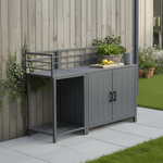 Casa si Gradina - Gradina si terasa - Mobilier exterior - Mese gradina - Insula de bucatarie de gradina de colt, metal, gri, TANITA TYP 1 - Infinity.ro
