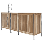 Casa si Gradina - Gradina si terasa - Mobilier exterior - Seturi mobila gradina - Mobilier de bucatarie pentru gradina din 3 piese cu chiuveta, lemn de salcam, natural, ALIENA - Infinity.ro