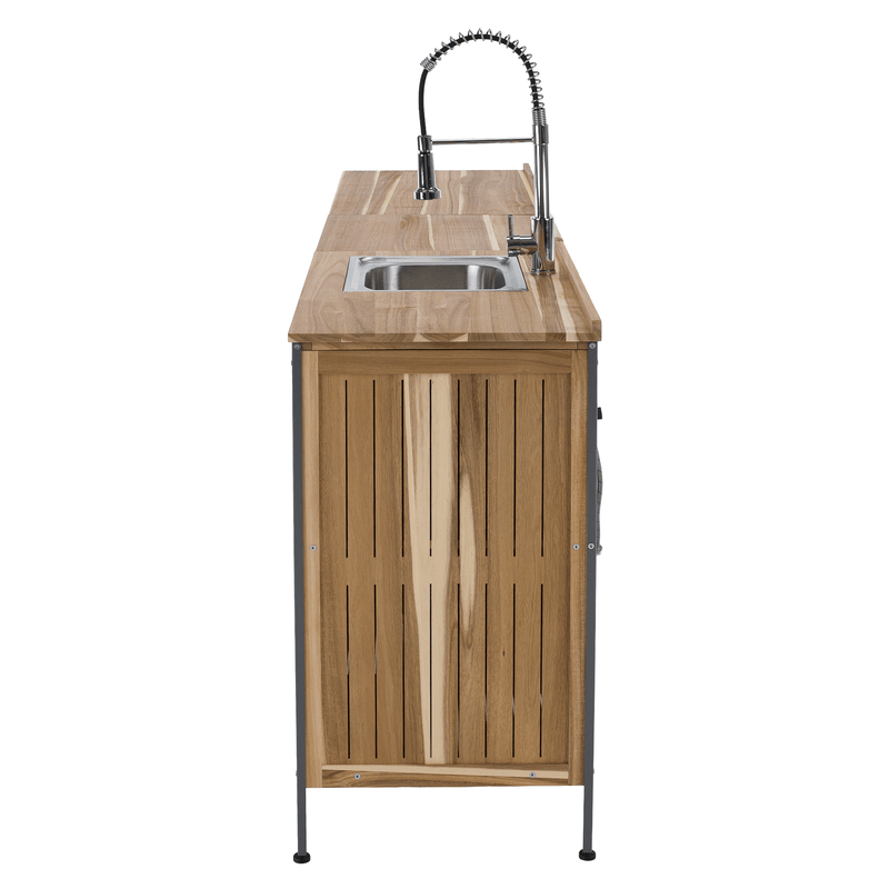 Casa si Gradina - Gradina si terasa - Mobilier exterior - Seturi mobila gradina - Mobilier de bucatarie pentru gradina din 3 piese cu chiuveta, lemn de salcam, natural, ALIENA - Infinity.ro