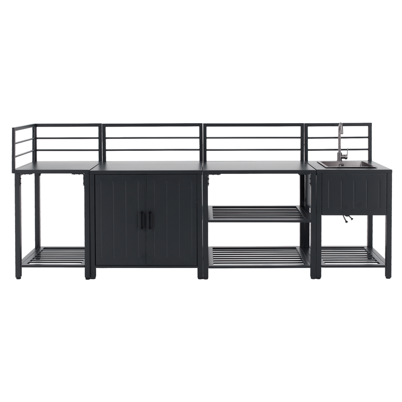 Casa si Gradina - Gradina si terasa - Mobilier exterior - Seturi mobila gradina - Mobilier de bucatarie de gradina cu 4 piese si chiuveta, otel, gri, TANITA - Infinity.ro