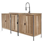 Casa si Gradina - Gradina si terasa - Mobilier exterior - Seturi mobila gradina - Mobilier de bucatarie pentru gradina din 3 piese cu chiuveta, lemn de salcam, natural, ALIENA - Infinity.ro