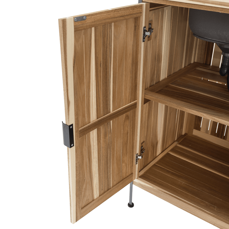 Casa si Gradina - Gradina si terasa - Mobilier exterior - Seturi mobila gradina - Mobilier de bucatarie pentru gradina din 3 piese cu chiuveta, lemn de salcam, natural, ALIENA - Infinity.ro