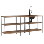 Casa si Gradina - Gradina si terasa - Mobilier exterior - Seturi mobila gradina - Bucatarie pentru gradina din 3 piese cu chiuveta, lemn de salcam, natural/gri, FLAVIA - Infinity.ro