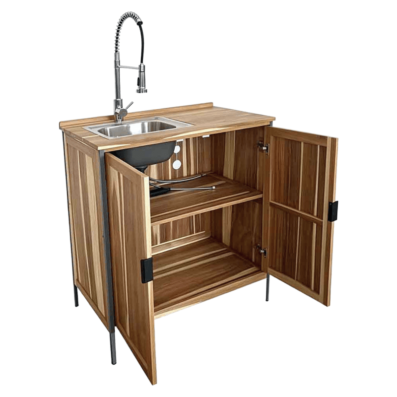 Casa si Gradina - Gradina si terasa - Mobilier exterior - Dulapuri si lazi depozitare exterior - Dulapior de bucatarie pentru gradina cu chiuveta, lemn de salcam, natural, ALIENA TYP 1 - Infinity.ro