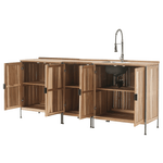 Casa si Gradina - Gradina si terasa - Mobilier exterior - Seturi mobila gradina - Mobilier de bucatarie pentru gradina din 3 piese cu chiuveta, lemn de salcam, natural, ALIENA - Infinity.ro