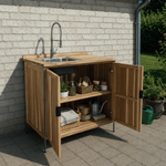 Casa si Gradina - Gradina si terasa - Mobilier exterior - Dulapuri si lazi depozitare exterior - Dulapior de bucatarie pentru gradina cu chiuveta, lemn de salcam, natural, ALIENA TYP 1 - Infinity.ro