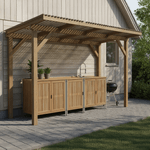 Casa si Gradina - Gradina si terasa - Mobilier exterior - Dulapuri si lazi depozitare exterior - Dulapior de bucatarie pentru gradina cu chiuveta, lemn de salcam, natural, ALIENA TYP 1 - Infinity.ro