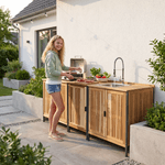 Casa si Gradina - Gradina si terasa - Mobilier exterior - Dulapuri si lazi depozitare exterior - Dulapior de bucatarie pentru gradina, lemn de salcam, natural, ALIENA TYP 3 - Infinity.ro
