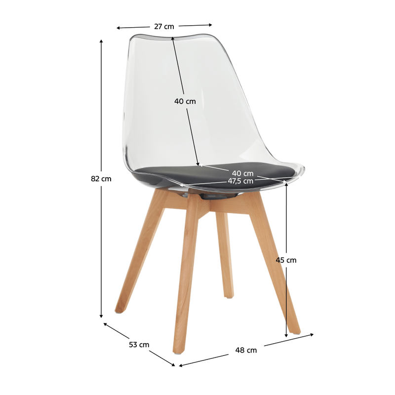 Casa si Gradina - Mobilier - Scaune si fotolii - Scaune - Scaun, negru transparent, acrilic/piele ecologica/fag, BALI 3 NEW - Infinity.ro