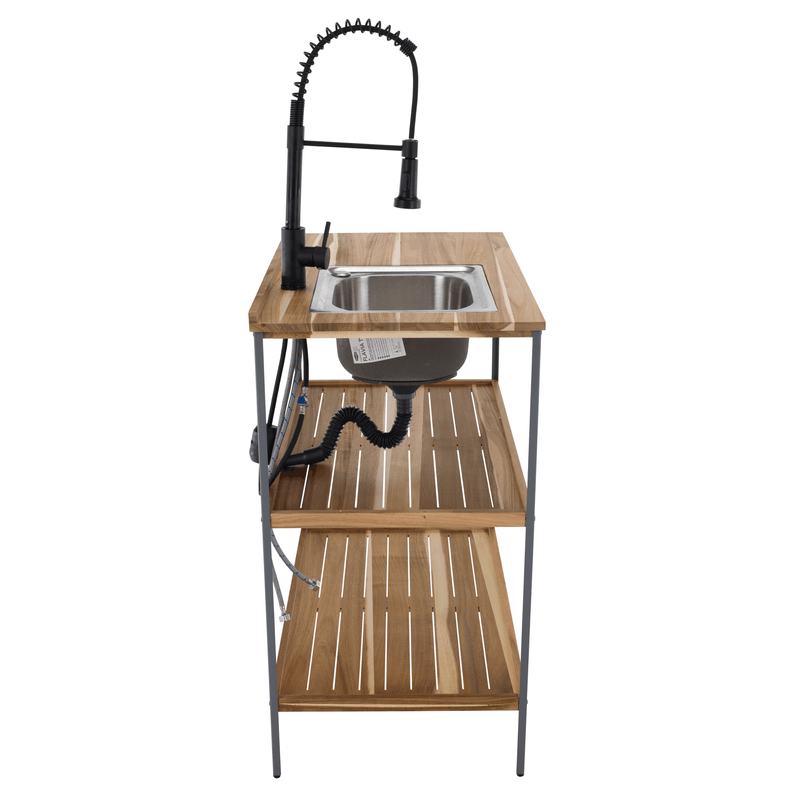 Casa si Gradina - Gradina si terasa - Mobilier exterior - Mese gradina - Insula de bucatarie pentru gradina cu chiuveta, lemn de salcam/gri, FLAVIA TYP 1 - Infinity.ro