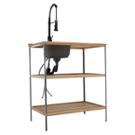 Casa si Gradina - Gradina si terasa - Mobilier exterior - Mese gradina - Insula de bucatarie pentru gradina cu chiuveta, lemn de salcam/gri, FLAVIA TYP 1 - Infinity.ro