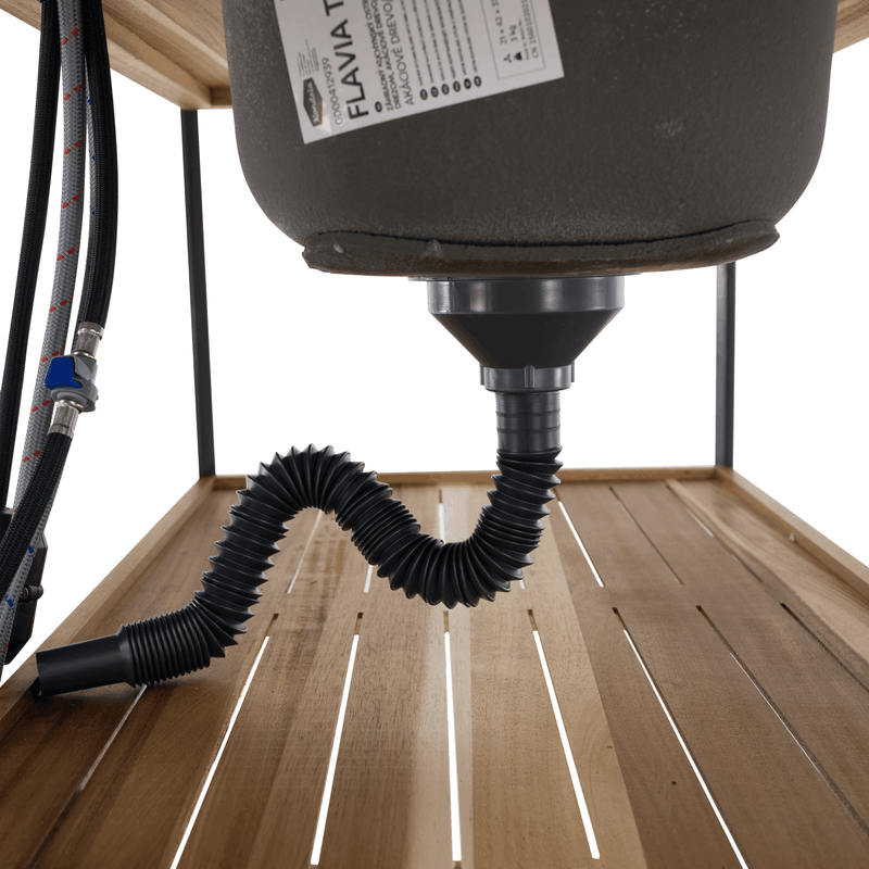 Casa si Gradina - Gradina si terasa - Mobilier exterior - Mese gradina - Insula de bucatarie pentru gradina cu chiuveta, lemn de salcam/gri, FLAVIA TYP 1 - Infinity.ro