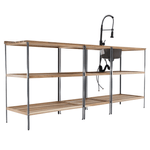 Casa si Gradina - Gradina si terasa - Mobilier exterior - Seturi mobila gradina - Bucatarie pentru gradina din 3 piese cu chiuveta, lemn de salcam, natural/gri, FLAVIA - Infinity.ro