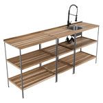 Casa si Gradina - Gradina si terasa - Mobilier exterior - Seturi mobila gradina - Bucatarie pentru gradina din 3 piese cu chiuveta, lemn de salcam, natural/gri, FLAVIA - Infinity.ro