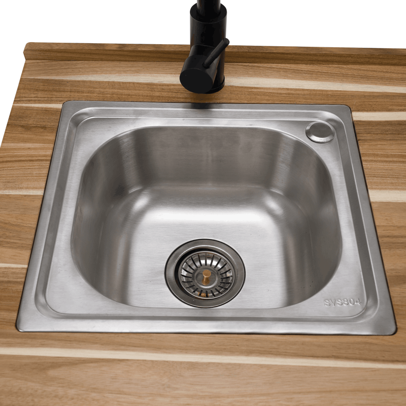 Casa si Gradina - Gradina si terasa - Mobilier exterior - Mese gradina - Insula de bucatarie pentru gradina cu chiuveta, lemn de salcam/gri, FLAVIA TYP 1 - Infinity.ro