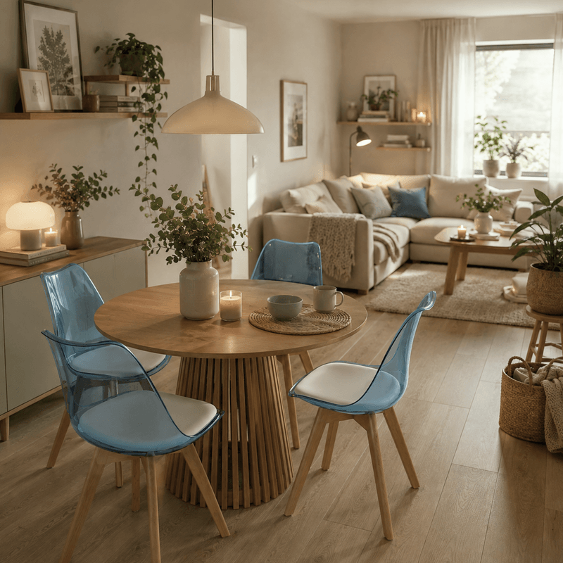 Casa si Gradina - Mobilier - Scaune si fotolii - Scaune - Scaun, albastru transparent, acrilic/piele ecologica/fag, BALI 3 NEW - Infinity.ro