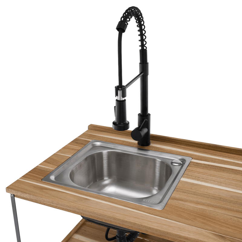 Casa si Gradina - Gradina si terasa - Mobilier exterior - Mese gradina - Insula de bucatarie pentru gradina cu chiuveta, lemn de salcam/gri, FLAVIA TYP 1 - Infinity.ro