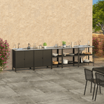 Casa si Gradina - Gradina si terasa - Mobilier exterior - Mese gradina - Insula de bucatarie de gradina cu chiuveta, otel, neagra, INES TYP 4 - Infinity.ro