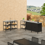 Casa si Gradina - Gradina si terasa - Mobilier exterior - Mese gradina - Insula de bucatarie de gradina cu chiuveta, otel, neagra, INES TYP 4 - Infinity.ro