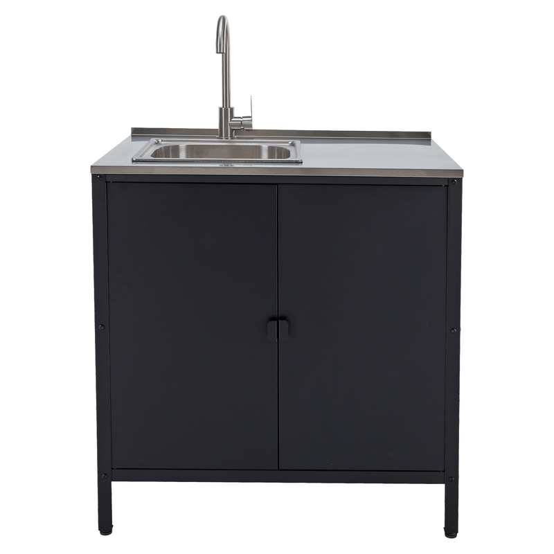 Casa si Gradina - Gradina si terasa - Mobilier exterior - Dulapuri si lazi depozitare exterior - Dulapior de bucatarie de gradina cu chiuveta, otel, negru, INES TYP 5 - Infinity.ro
