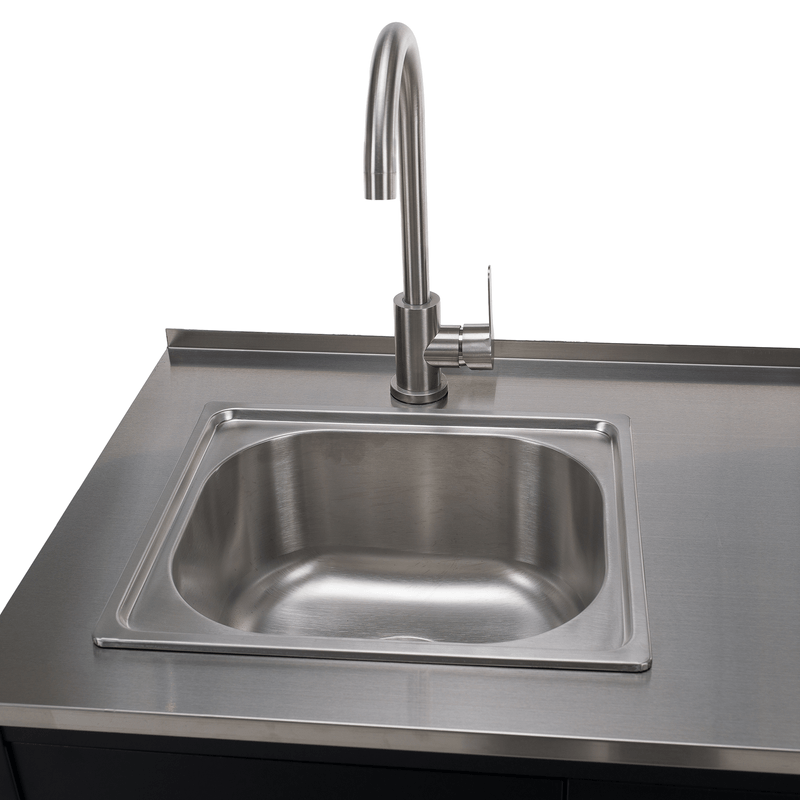 Casa si Gradina - Gradina si terasa - Mobilier exterior - Dulapuri si lazi depozitare exterior - Dulapior de bucatarie de gradina cu chiuveta, otel, negru, INES TYP 5 - Infinity.ro