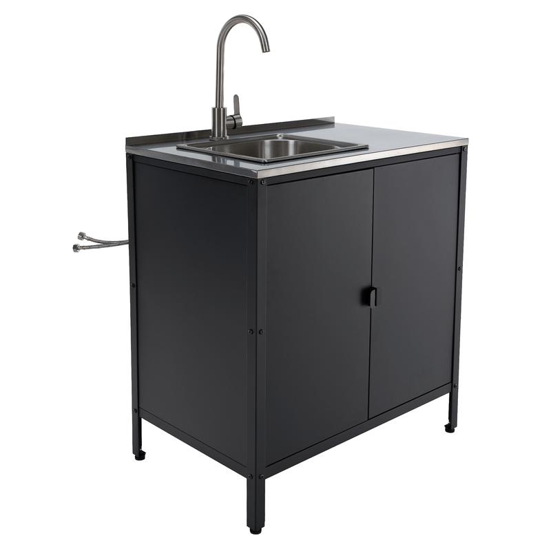 Casa si Gradina - Gradina si terasa - Mobilier exterior - Dulapuri si lazi depozitare exterior - Dulapior de bucatarie de gradina cu chiuveta, otel, negru, INES TYP 5 - Infinity.ro