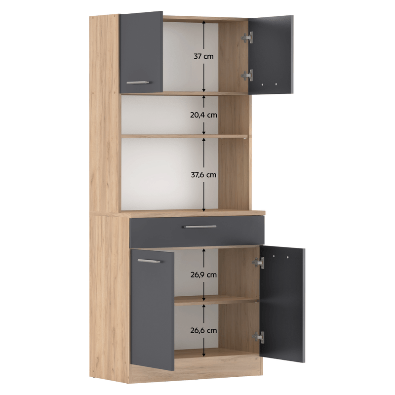 Casa si Gradina - Mobilier - Comode si corpuri - Corpuri bucatarie - Dulap de bucatarie cu patru usi, stejar artisan/grafit, DOMIS NEW - Infinity.ro
