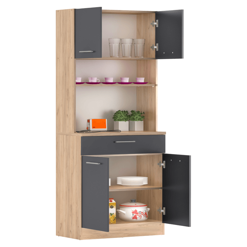 Casa si Gradina - Mobilier - Comode si corpuri - Corpuri bucatarie - Dulap de bucatarie cu patru usi, stejar artisan/grafit, DOMIS NEW - Infinity.ro