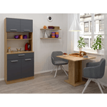 Casa si Gradina - Mobilier - Comode si corpuri - Corpuri bucatarie - Dulap de bucatarie cu patru usi, stejar artisan/grafit, DOMIS NEW - Infinity.ro