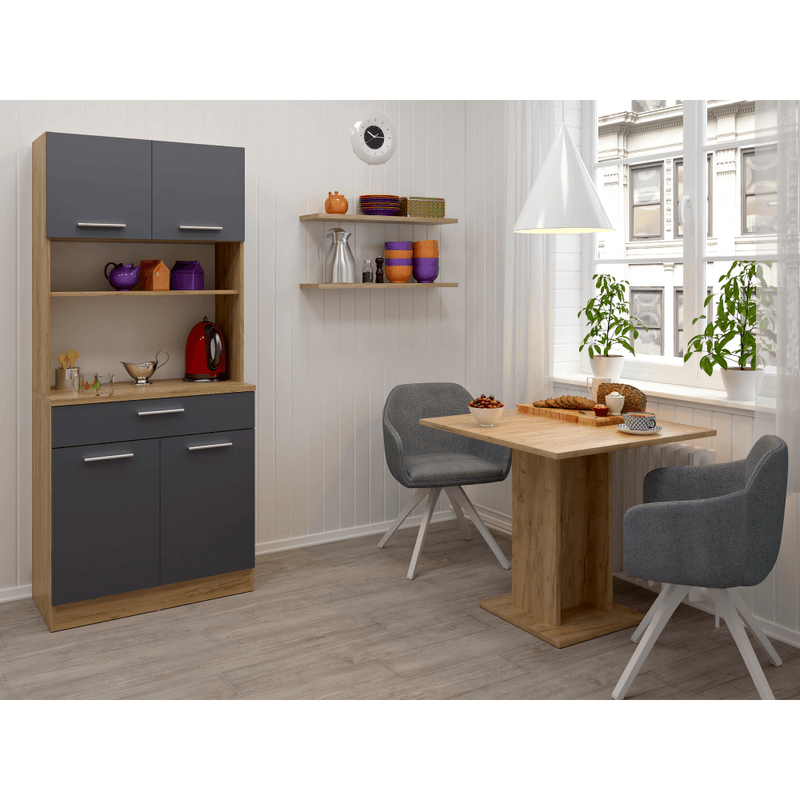 Casa si Gradina - Mobilier - Comode si corpuri - Corpuri bucatarie - Dulap de bucatarie cu patru usi, stejar artisan/grafit, DOMIS NEW - Infinity.ro
