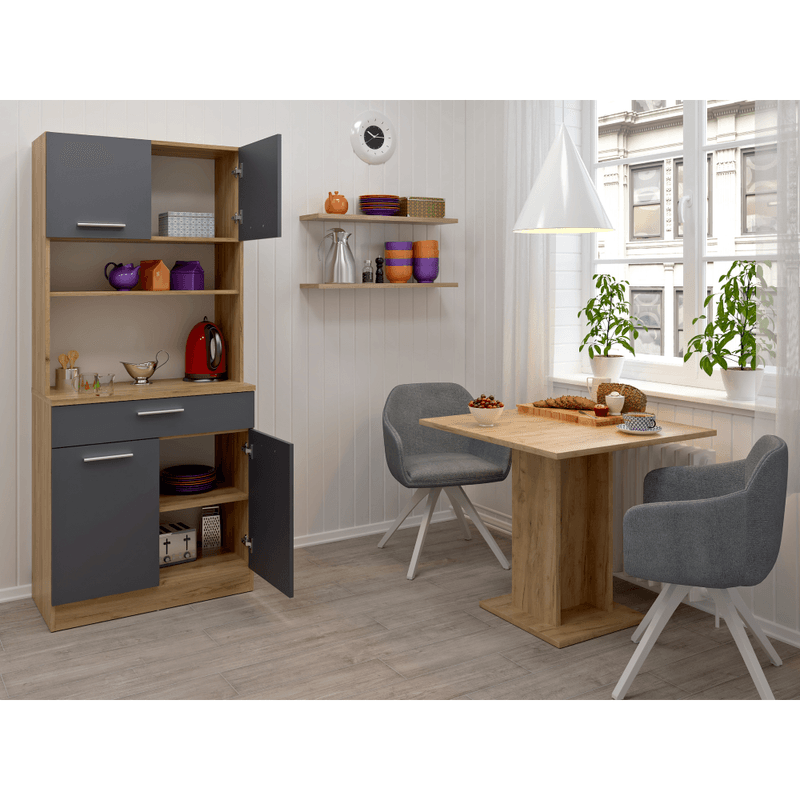 Casa si Gradina - Mobilier - Comode si corpuri - Corpuri bucatarie - Dulap de bucatarie cu patru usi, stejar artisan/grafit, DOMIS NEW - Infinity.ro