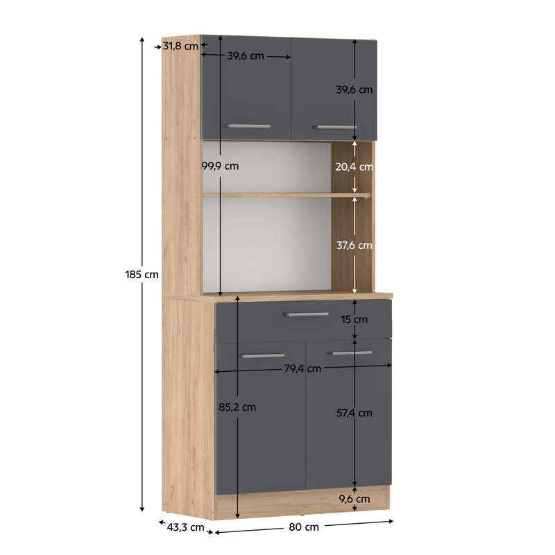 Casa si Gradina - Mobilier - Comode si corpuri - Corpuri bucatarie - Dulap de bucatarie cu patru usi, stejar artisan/grafit, DOMIS NEW - Infinity.ro
