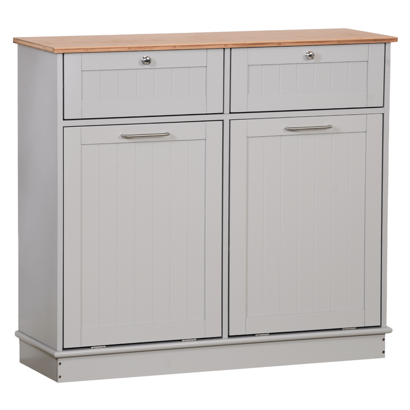 Casa si Gradina - Mobilier - Comode si corpuri - Corpuri bucatarie - Dulap basculant cu cos de gunoi, gri/bambus, DELINS TYP 2 - Infinity.ro