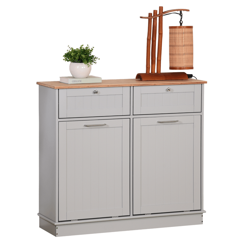 Casa si Gradina - Mobilier - Comode si corpuri - Corpuri bucatarie - Dulap basculant cu cos de gunoi, gri/bambus, DELINS TYP 2 - Infinity.ro