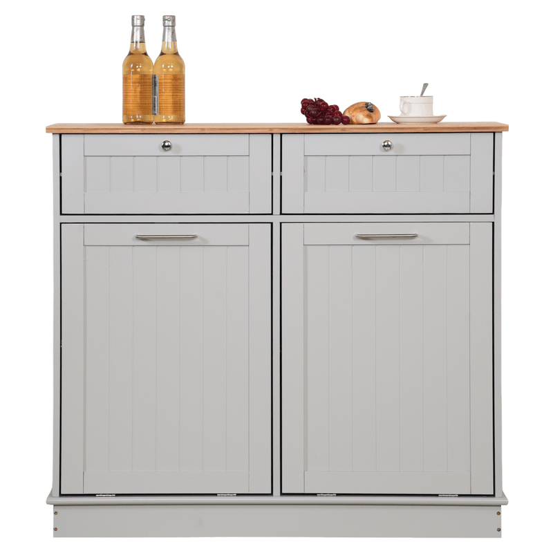 Casa si Gradina - Mobilier - Comode si corpuri - Corpuri bucatarie - Dulap basculant cu cos de gunoi, gri/bambus, DELINS TYP 2 - Infinity.ro
