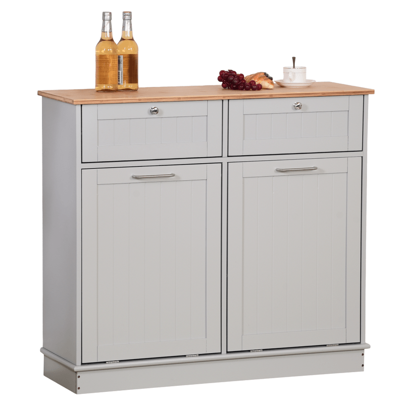 Casa si Gradina - Mobilier - Comode si corpuri - Corpuri bucatarie - Dulap basculant cu cos de gunoi, gri/bambus, DELINS TYP 2 - Infinity.ro