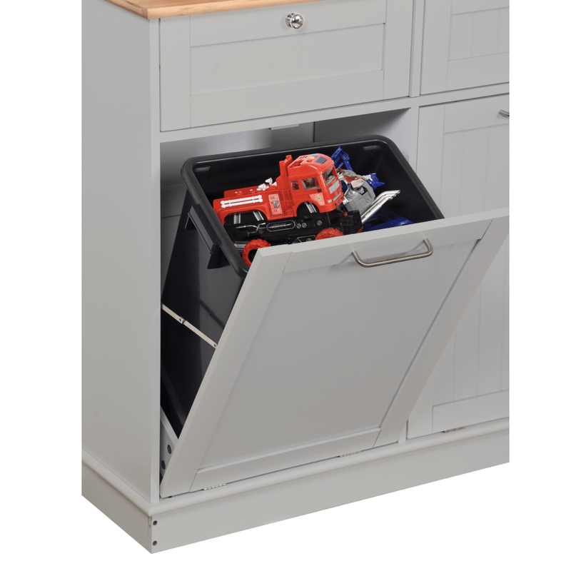 Casa si Gradina - Mobilier - Comode si corpuri - Corpuri bucatarie - Dulap basculant cu cos de gunoi, gri/bambus, DELINS TYP 2 - Infinity.ro