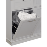 Casa si Gradina - Mobilier - Comode si corpuri - Corpuri bucatarie - Dulap basculant cu cos de gunoi, gri/bambus, DELINS TYP 2 - Infinity.ro