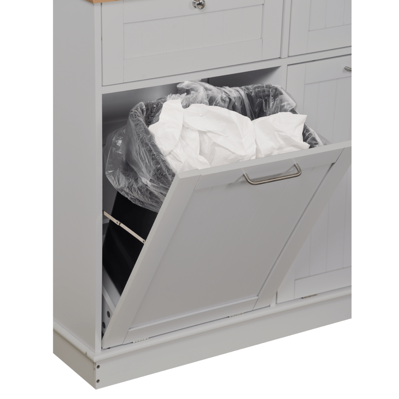 Casa si Gradina - Mobilier - Comode si corpuri - Corpuri bucatarie - Dulap basculant cu cos de gunoi, gri/bambus, DELINS TYP 2 - Infinity.ro