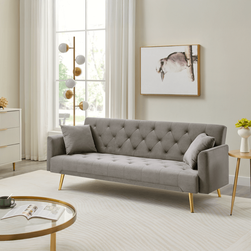 Casa si Gradina - Mobilier - Canapele si coltare - Canapele - Canapea extensibila, gri-maroniu Taupe/gold crom-auriu, ALISIA - Infinity.ro