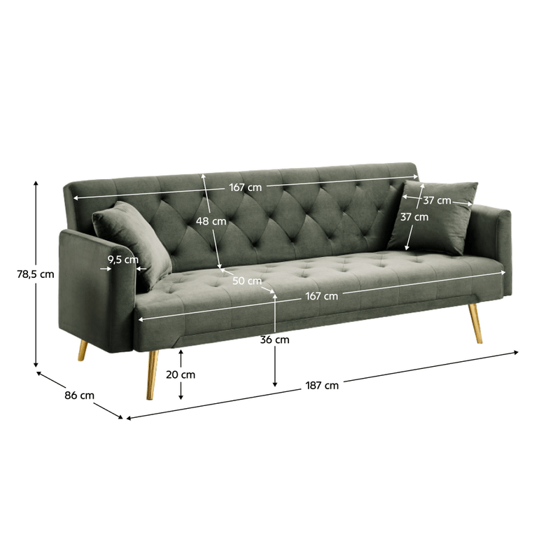 Casa si Gradina - Mobilier - Canapele si coltare - Canapele - Canapea extensibila, verde inchis/gold crom-auriu, ALISIA - Infinity.ro
