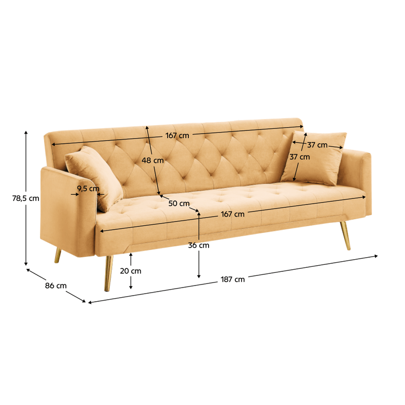 Casa si Gradina - Mobilier - Canapele si coltare - Canapele - Canapea extensibila, mustar/gold crom-auriu, ALISIA - Infinity.ro