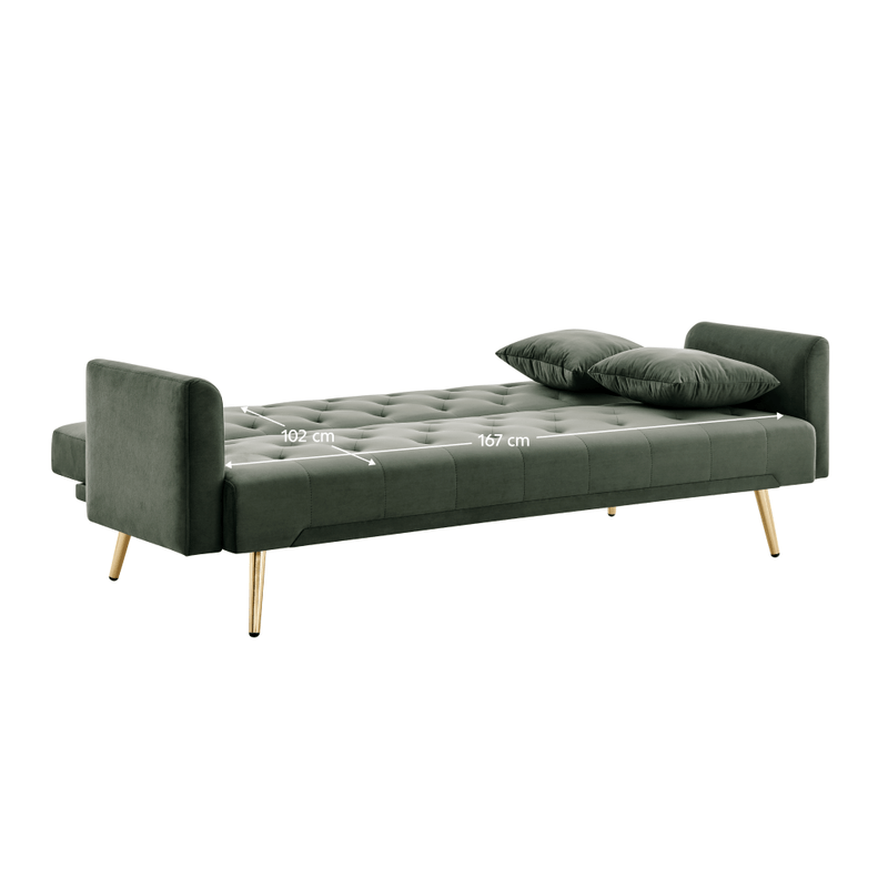 Casa si Gradina - Mobilier - Canapele si coltare - Canapele - Canapea extensibila, verde inchis/gold crom-auriu, ALISIA - Infinity.ro
